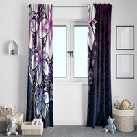Polynesia Romantic Valentine Window Curtain Sea Turtle Couple With Purple Gradient Plumeria LT05 - Polynesian Pride
