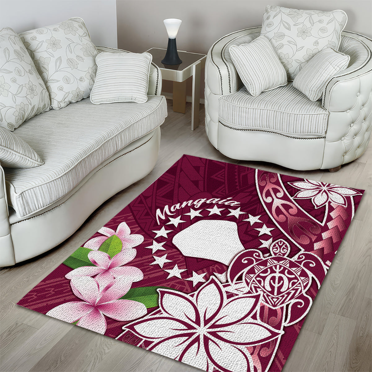 Cook Island Mangaia Gospel Day Area Rug Floral Tribal Pattern LT05 - Polynesian Pride