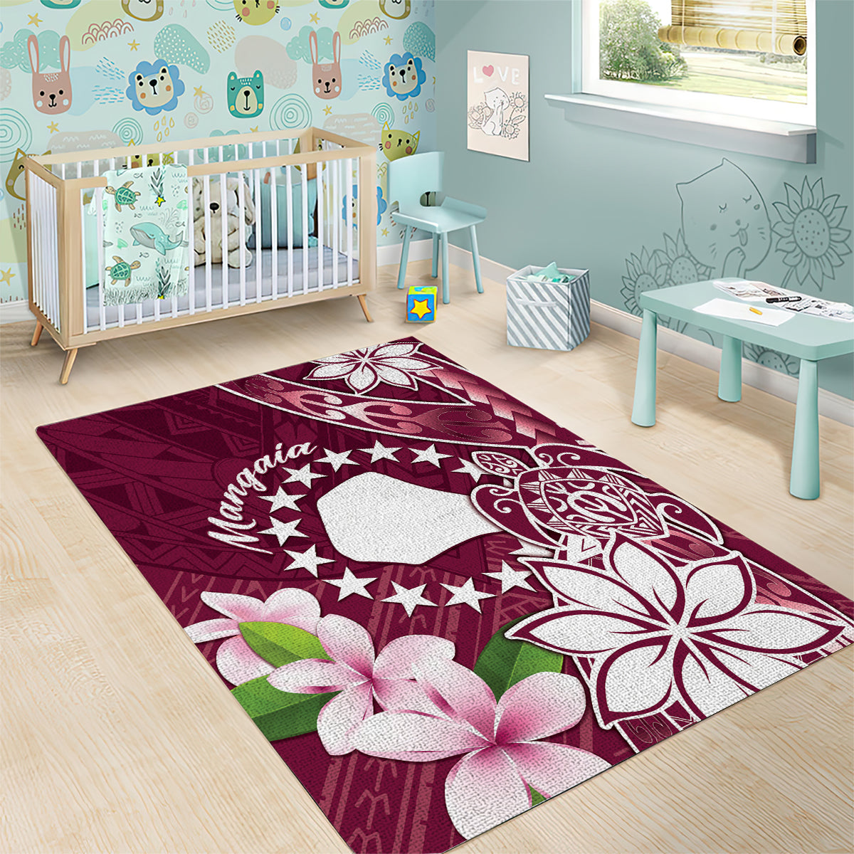 Cook Island Mangaia Gospel Day Area Rug Floral Tribal Pattern LT05 - Polynesian Pride