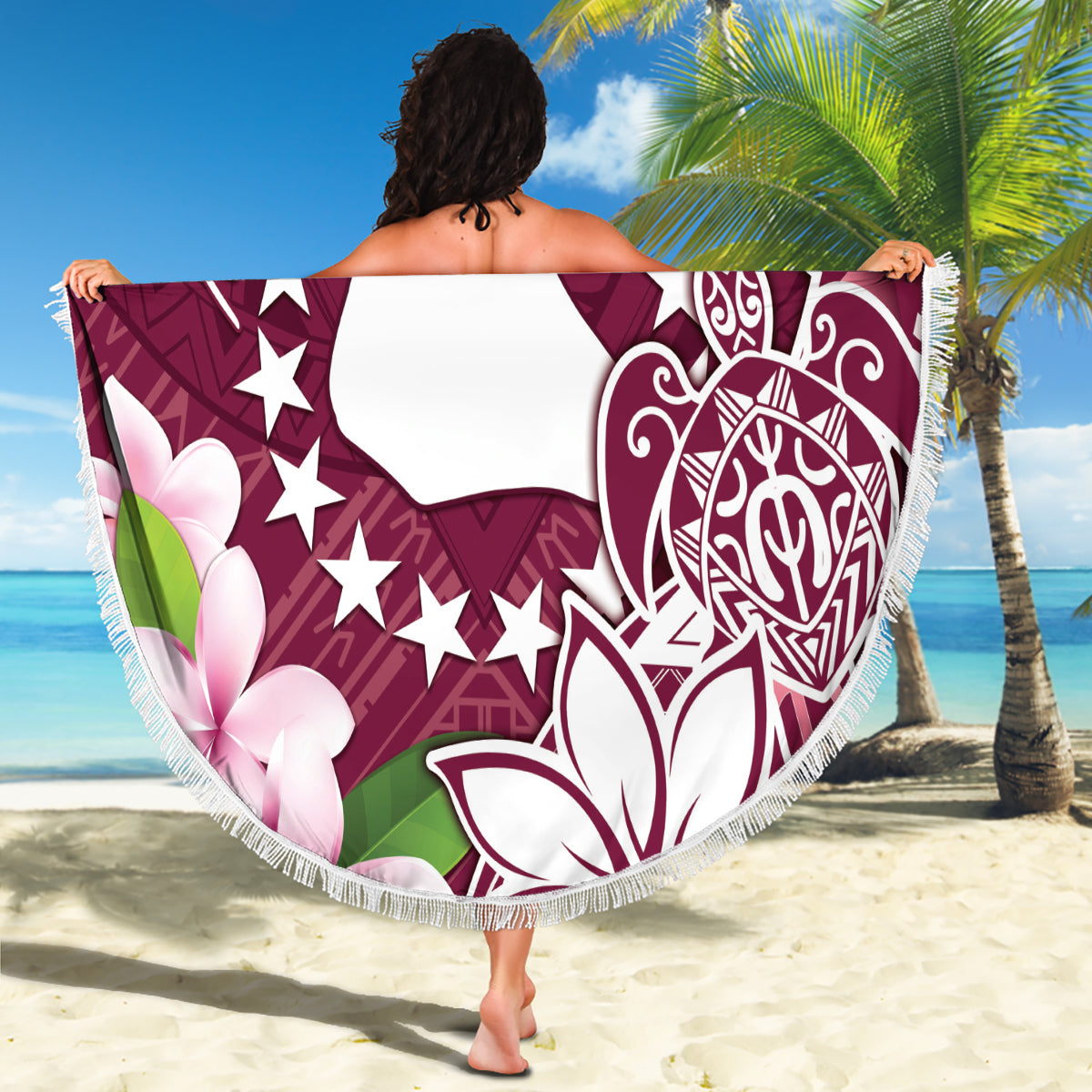 Cook Island Mangaia Gospel Day Beach Blanket Floral Tribal Pattern LT05 - Polynesian Pride