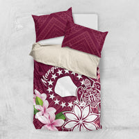 Cook Island Mangaia Gospel Day Bedding Set Floral Tribal Pattern LT05 US Twin 172cm x 218cm Maroon - Polynesian Pride