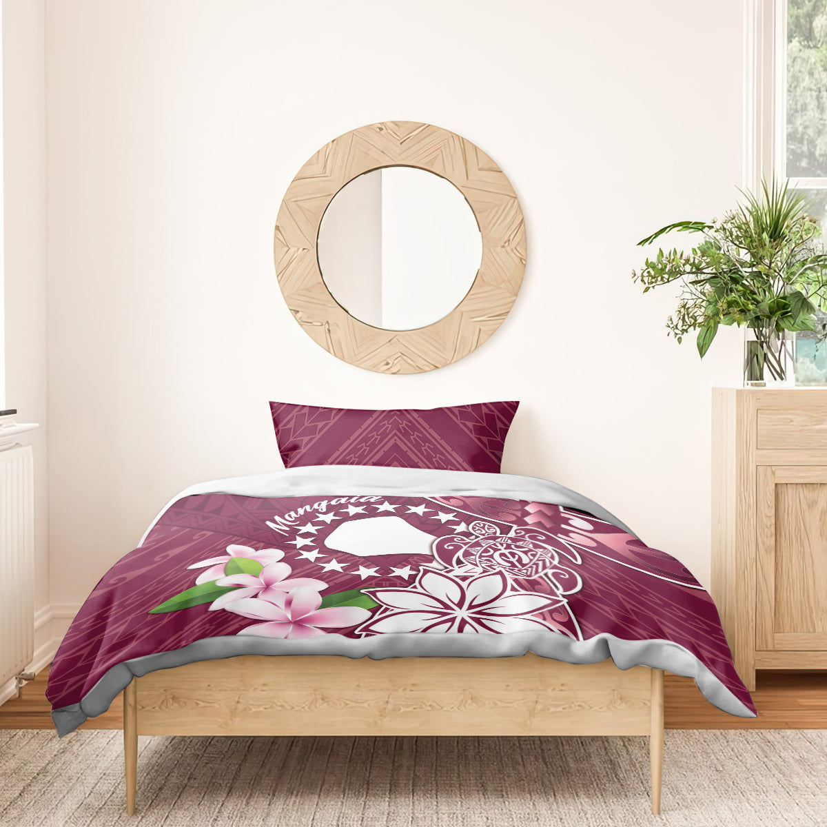 Cook Island Mangaia Gospel Day Bedding Set Floral Tribal Pattern LT05 - Polynesian Pride