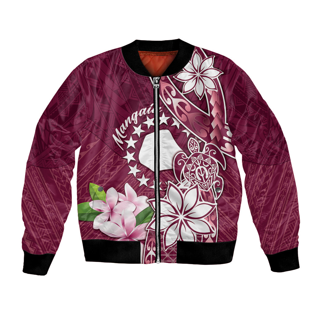 Personalised Cook Island Mangaia Gospel Day Bomber Jacket Floral Tribal Pattern LT05 Unisex Maroon - Polynesian Pride