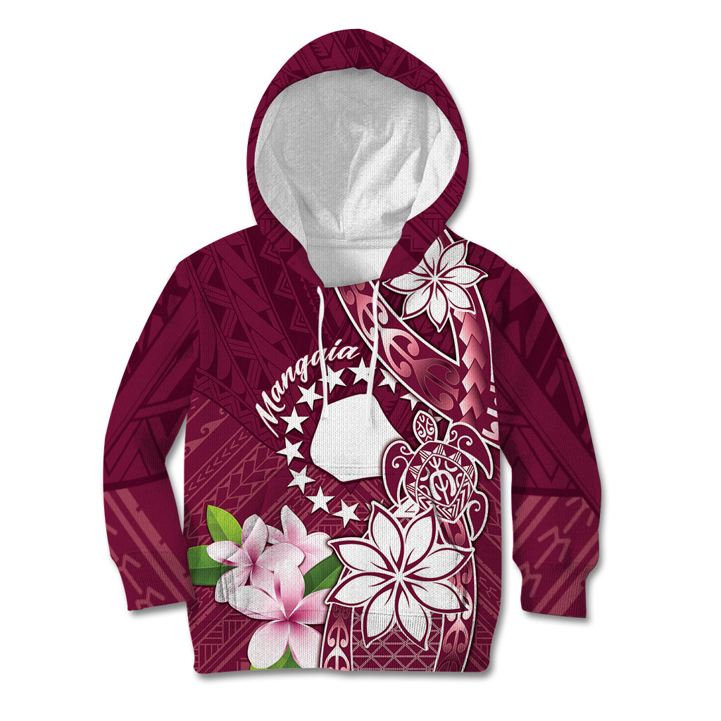 Personalised Cook Island Mangaia Gospel Day Kid Hoodie Floral Tribal Pattern LT05 Hoodie Maroon - Polynesian Pride
