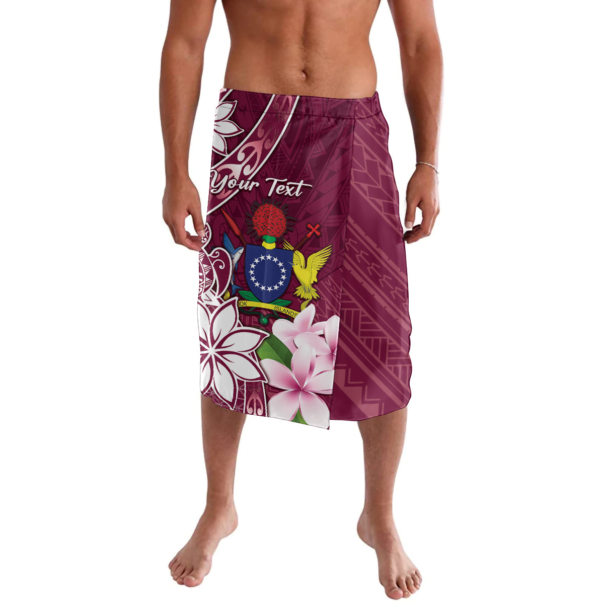 Personalised Cook Island Mangaia Gospel Day Lavalava Floral Tribal Pattern LT05 Maroon - Polynesian Pride
