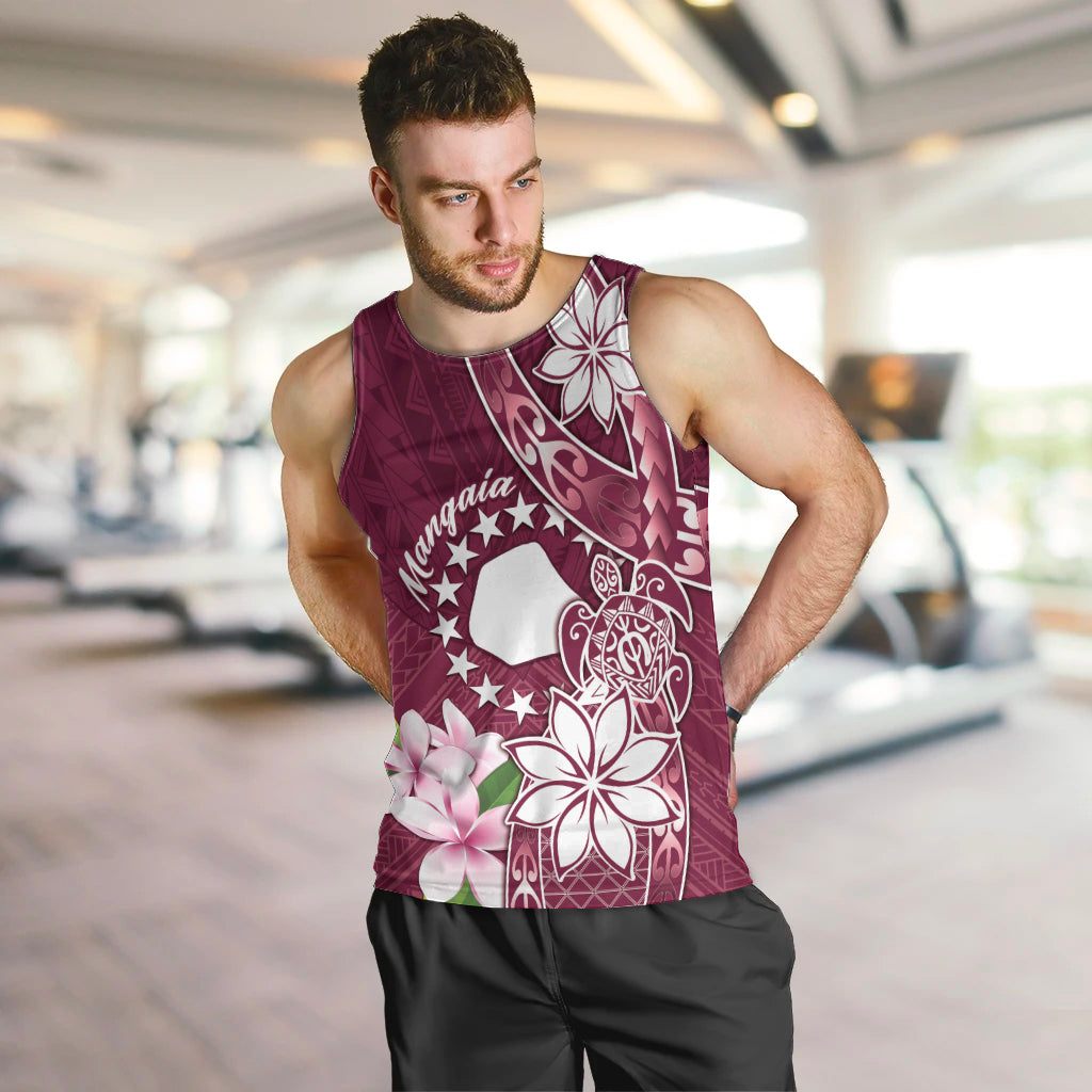 Personalised Cook Island Mangaia Gospel Day Men Tank Top Floral Tribal Pattern LT05 Maroon - Polynesian Pride