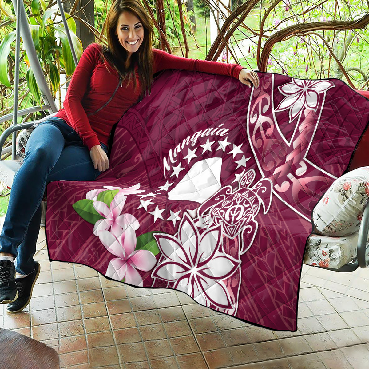 Cook Island Mangaia Gospel Day Quilt Floral Tribal Pattern LT05 - Polynesian Pride