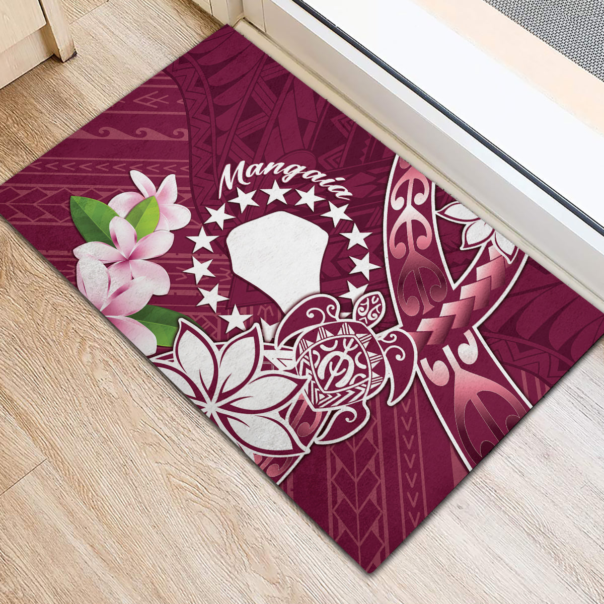 Cook Island Mangaia Gospel Day Rubber Doormat Floral Tribal Pattern LT05 - Polynesian Pride