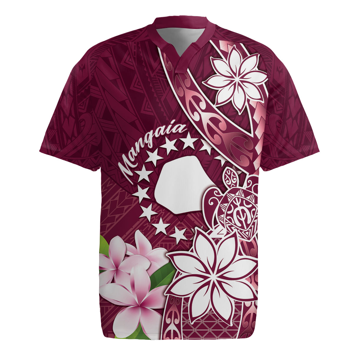 Personalised Cook Island Mangaia Gospel Day Rugby Jersey Floral Tribal Pattern LT05 Maroon - Polynesian Pride