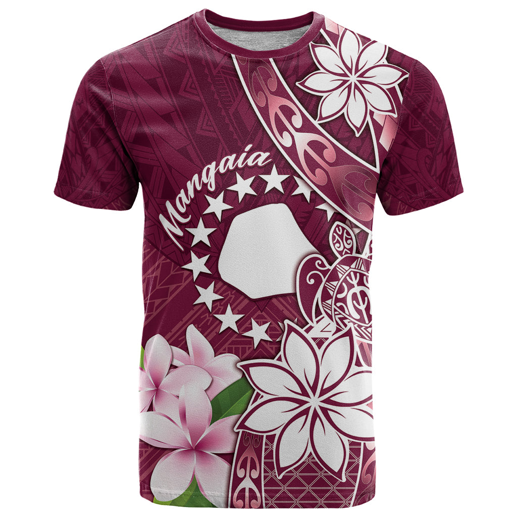 Personalised Cook Island Mangaia Gospel Day T Shirt Floral Tribal Pattern LT05 Maroon - Polynesian Pride