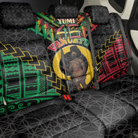 Vanuatu 46th Anniversary Independence Day Back Car Seat Cover Melanesian Warrior With Sand Drawing Pattern LT05 - Polynesian Pride