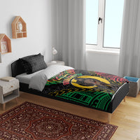 Vanuatu 46th Anniversary Independence Day Bedding Set Melanesian Warrior With Sand Drawing Pattern LT05 - Polynesian Pride