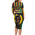 Vanuatu 44th Anniversary Independence Day Long Sleeve Bodycon Dress Melanesian Warrior With Sand Drawing Pattern