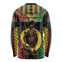 Vanuatu 46th Anniversary Independence Day Long Sleeve Shirt Melanesian Warrior With Sand Drawing Pattern LT05 - Polynesian Pride