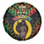 Vanuatu 44th Anniversary Independence Day Spare Tire Cover Melanesian Warrior With Sand Drawing Pattern