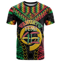 Vanuatu 46th Anniversary Independence Day T Shirt Melanesian Warrior With Sand Drawing Pattern LT05 Black - Polynesian Pride