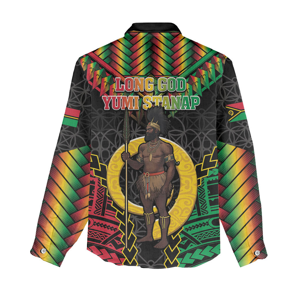 Vanuatu 46th Anniversary Independence Day Women Casual Shirt Melanesian Warrior With Sand Drawing Pattern LT05 - Polynesian Pride