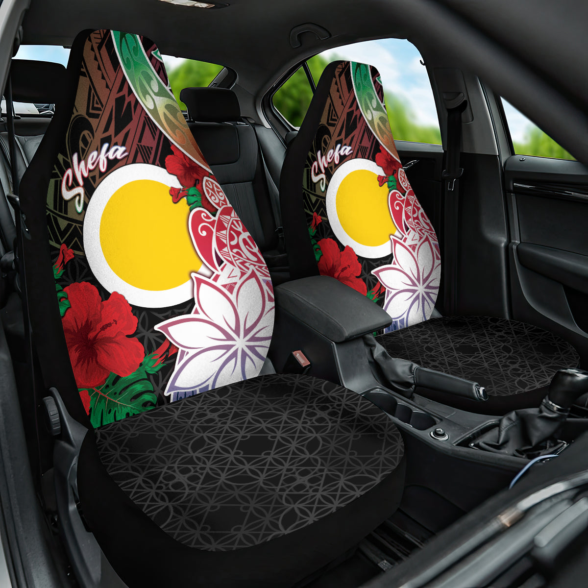Vanuatu Shefa Day Car Seat Cover Floral Pattern LT05 One Size Black - Polynesian Pride