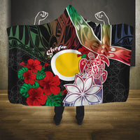 Vanuatu Shefa Day Hooded Blanket Floral Pattern LT05 One Size Black - Polynesian Pride