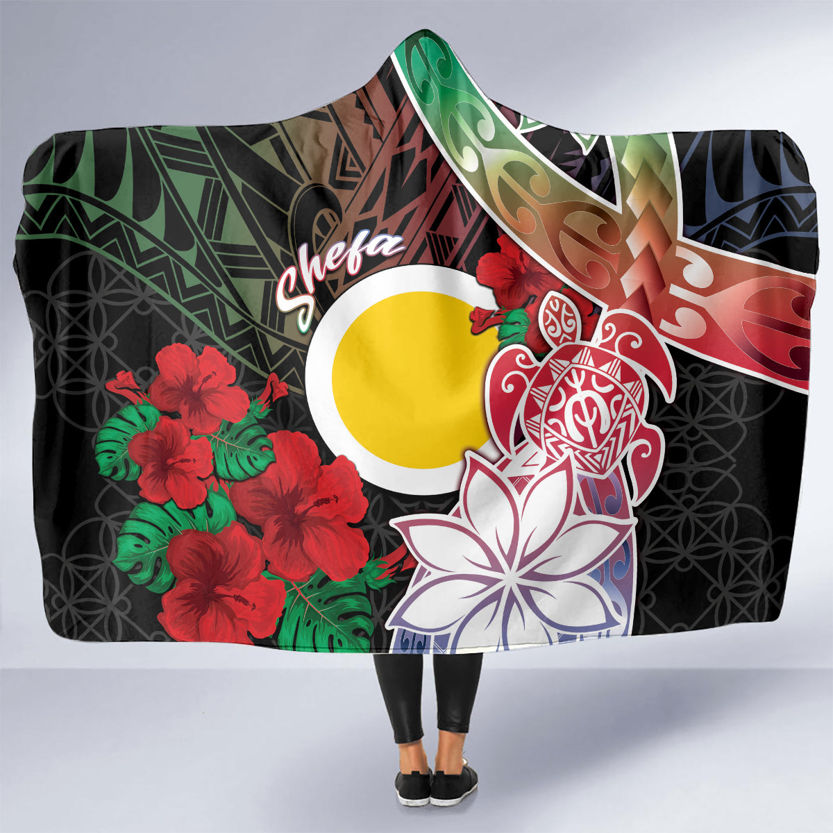 Vanuatu Shefa Day Hooded Blanket Floral Pattern LT05 - Polynesian Pride