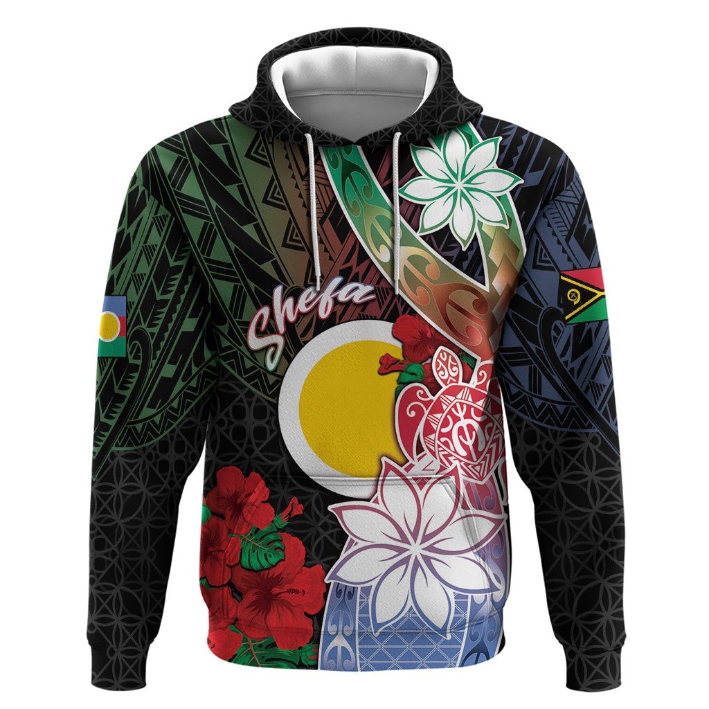 Personalised Vanuatu Shefa Day Hoodie Floral Pattern LT05 Pullover Hoodie Black - Polynesian Pride