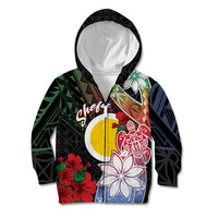 Personalised Vanuatu Shefa Day Kid Hoodie Floral Pattern LT05 Zip Hoodie Black - Polynesian Pride