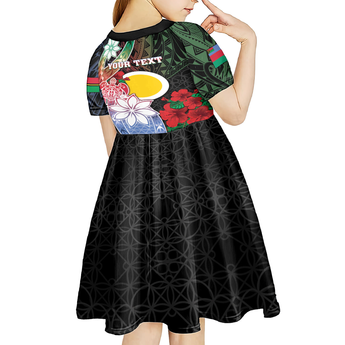 Personalised Vanuatu Shefa Day Kid Short Sleeve Dress Floral Pattern LT05 - Polynesian Pride