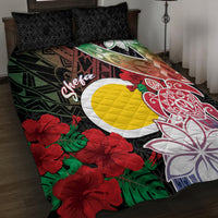 Vanuatu Shefa Day Quilt Bed Set Floral Pattern LT05 Black - Polynesian Pride