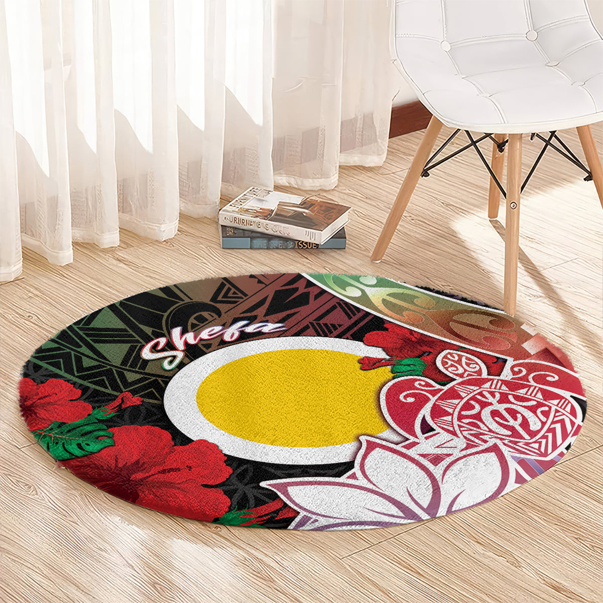 Vanuatu Shefa Day Round Carpet Floral Pattern LT05 - Polynesian Pride