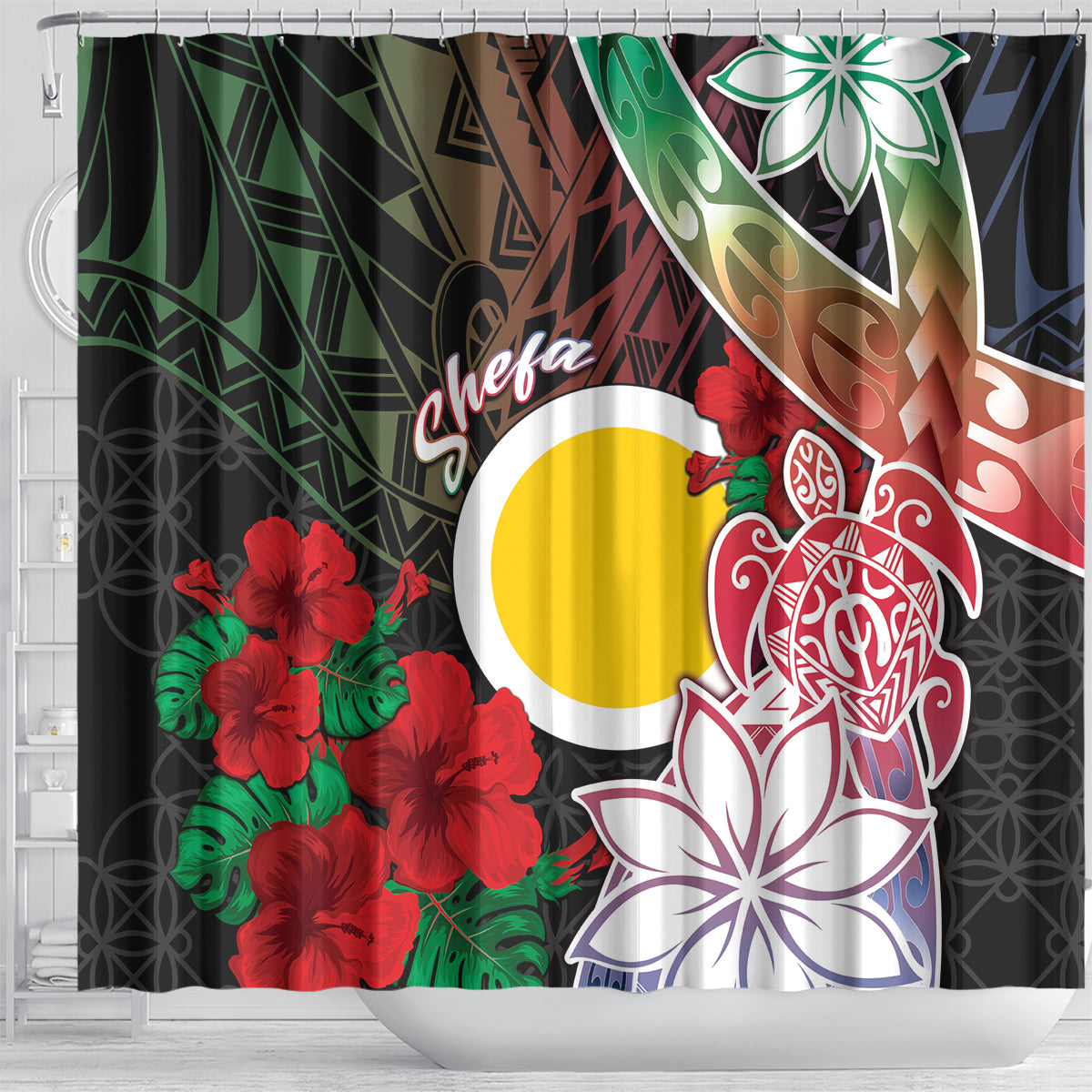 Vanuatu Shefa Day Shower Curtain Floral Pattern LT05 - Polynesian Pride