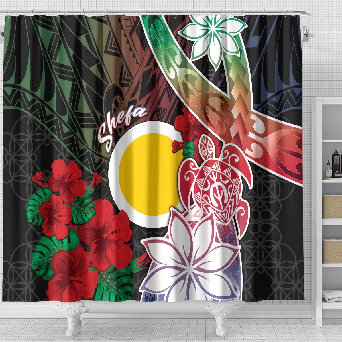 Vanuatu Shefa Day Shower Curtain Floral Pattern LT05 - Polynesian Pride