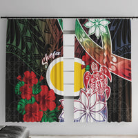 Vanuatu Shefa Day Window Curtain Floral Pattern LT05 With Hooks Black - Polynesian Pride