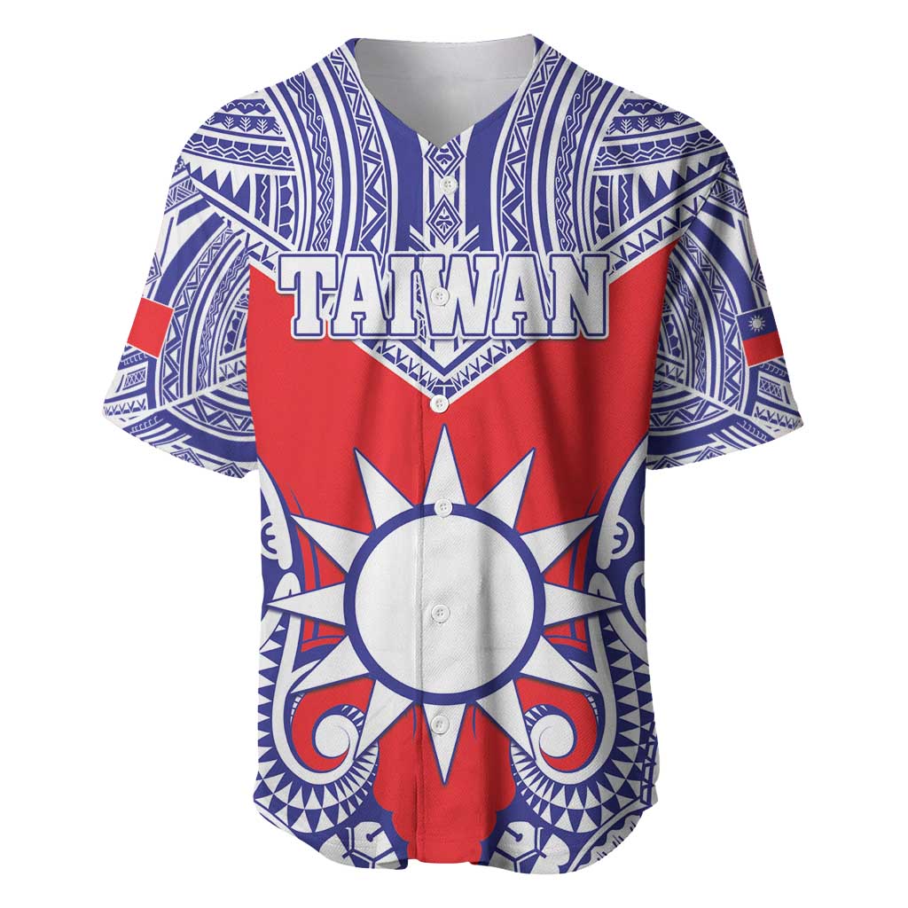 Personalised Taiwan Baseball Jersey Austronesian Tribal Tattoo Red LT05 Red - Polynesian Pride
