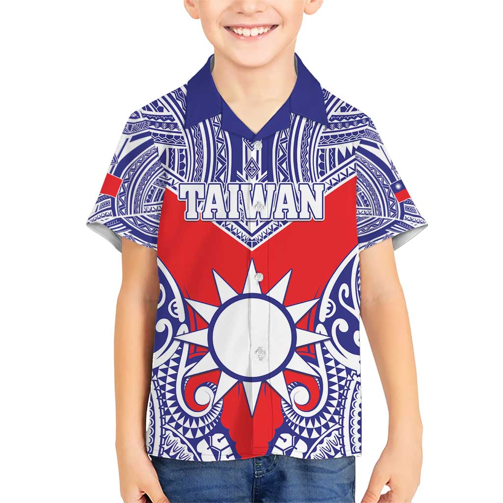 Personalised Taiwan Kid Hawaiian Shirt Austronesian Tribal Tattoo Red LT05 Kid Red - Polynesian Pride