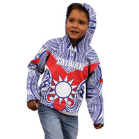 Personalised Taiwan Kid Hoodie Austronesian Tribal Tattoo Red LT05 - Polynesian Pride