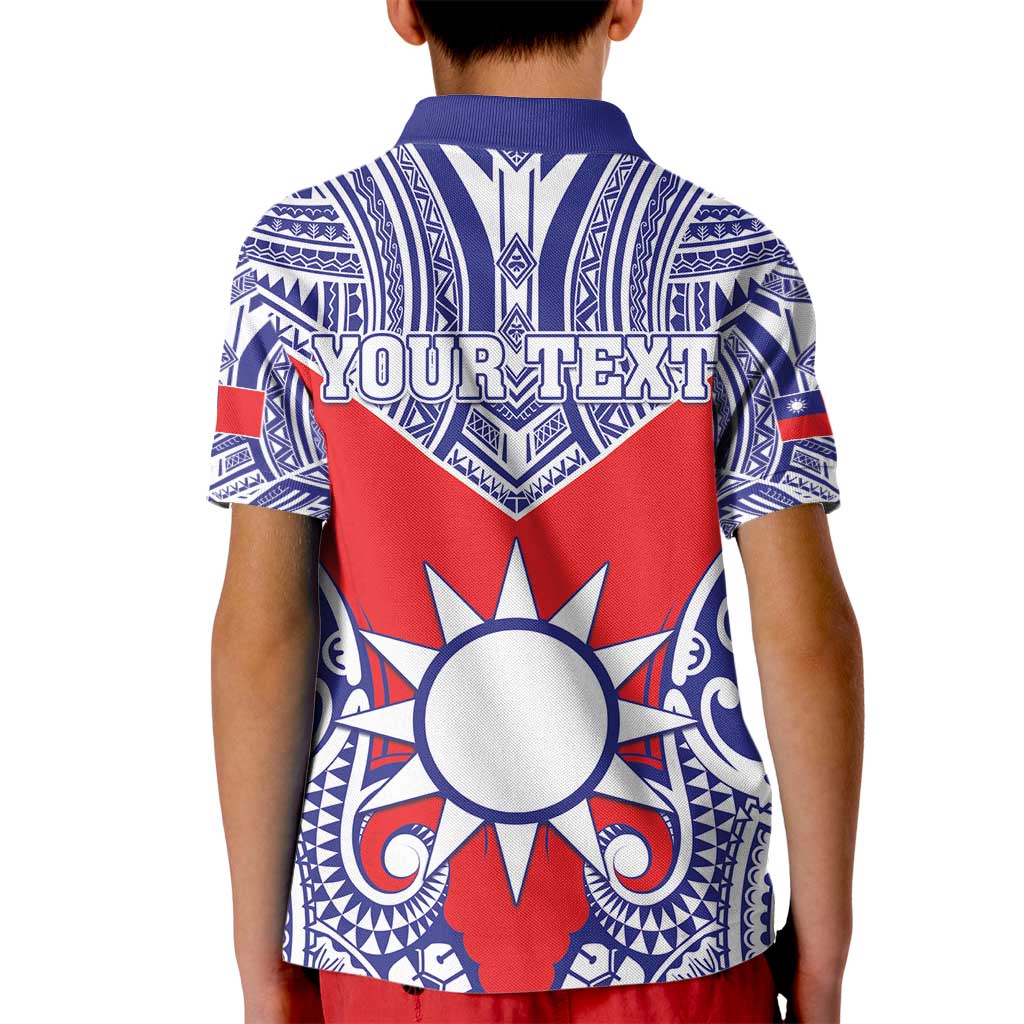 Personalised Taiwan Kid Polo Shirt Austronesian Tribal Tattoo Red LT05 - Polynesian Pride