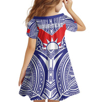 Personalised Taiwan Kid Short Sleeve Dress Austronesian Tribal Tattoo Red LT05 - Polynesian Pride