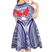 Personalised Taiwan Kid Short Sleeve Dress Austronesian Tribal Tattoo Red LT05 - Polynesian Pride