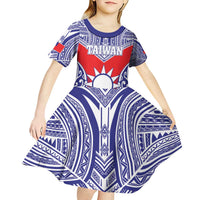 Personalised Taiwan Kid Short Sleeve Dress Austronesian Tribal Tattoo Red LT05 - Polynesian Pride