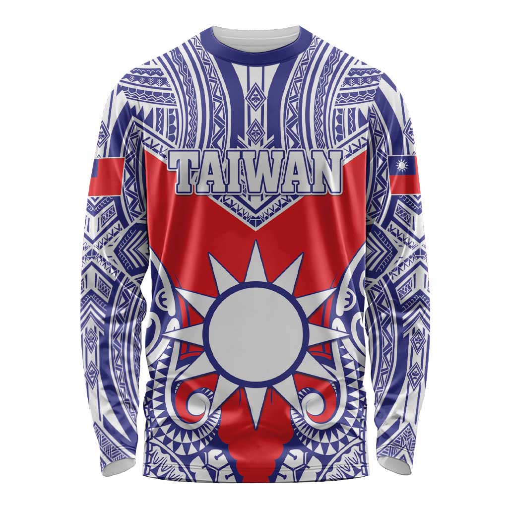 Personalised Taiwan Long Sleeve Shirt Austronesian Tribal Tattoo Red LT05 Unisex Red - Polynesian Pride