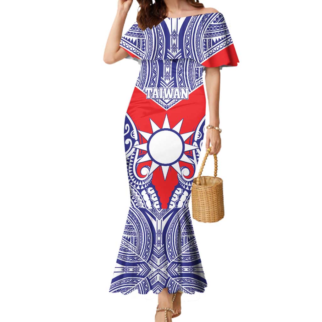 Personalised Taiwan Mermaid Dress Austronesian Tribal Tattoo Red LT05 Women Red - Polynesian Pride