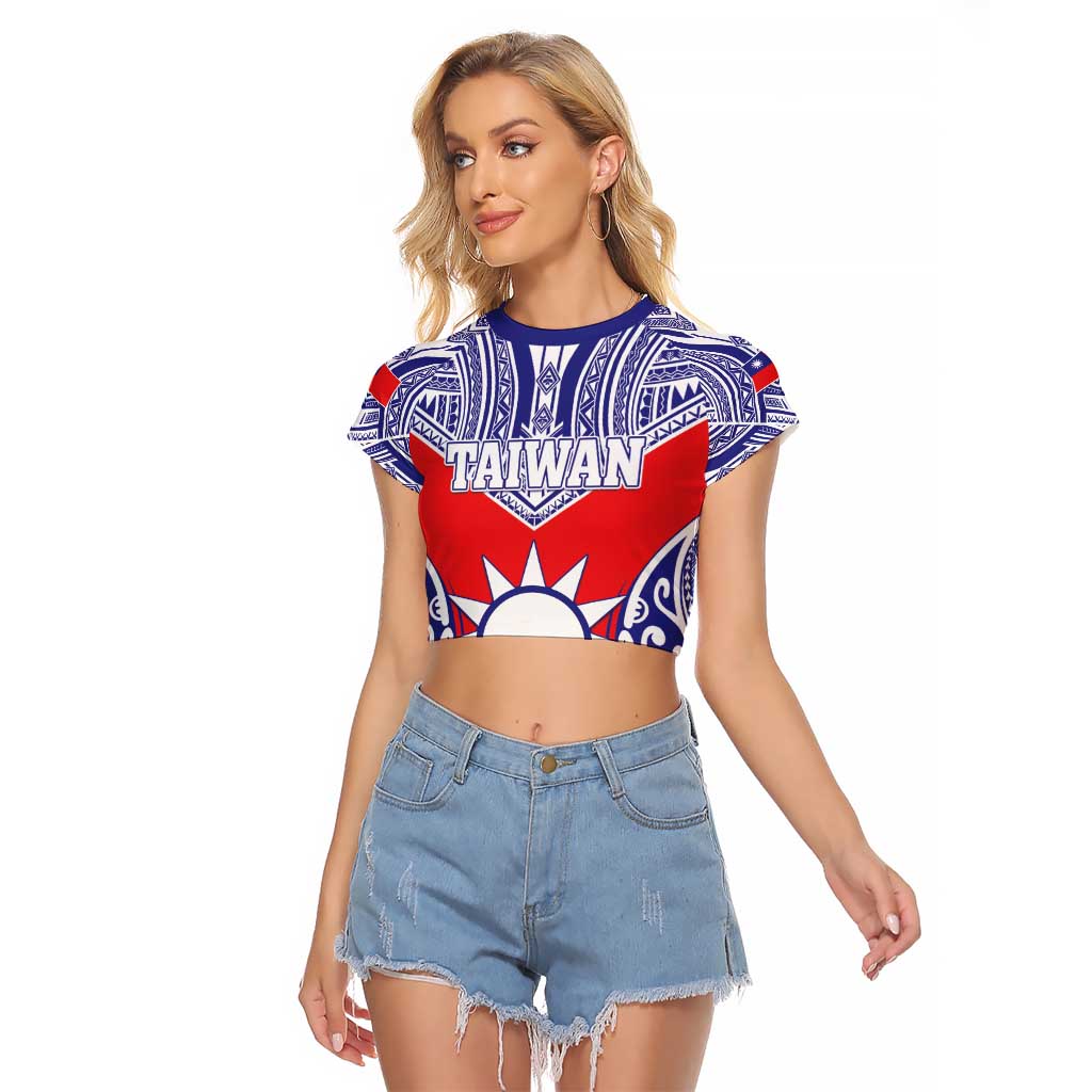 Personalised Taiwan Raglan Cropped T Shirt Austronesian Tribal Tattoo Red LT05 Female Red - Polynesian Pride