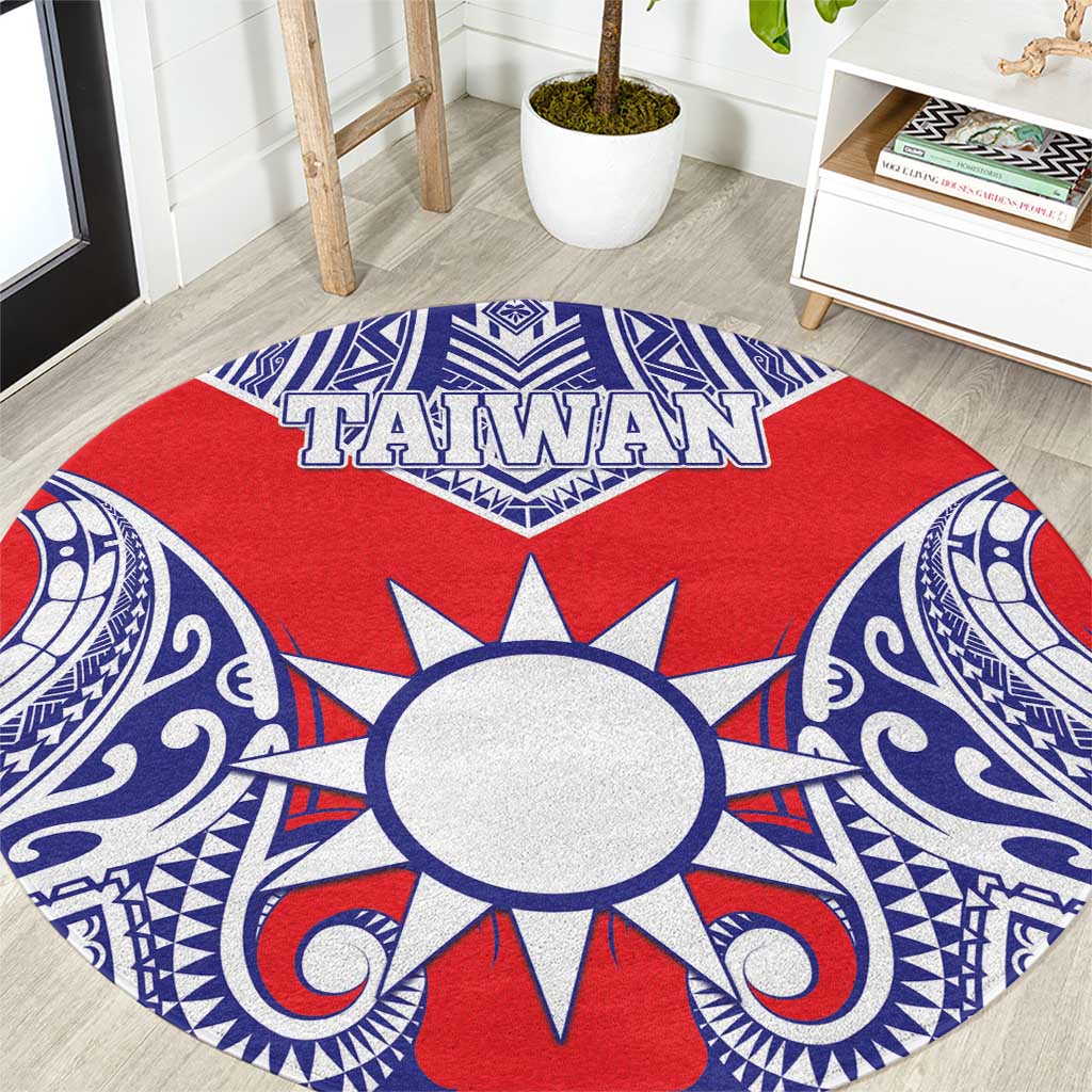 Taiwan Round Carpet Austronesian Tribal Tattoo Red LT05 Red - Polynesian Pride