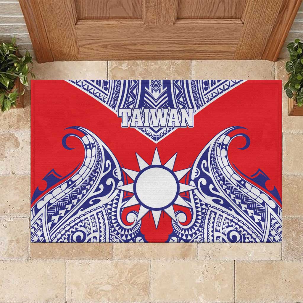 Taiwan Rubber Doormat Austronesian Tribal Tattoo Red LT05 Red - Polynesian Pride