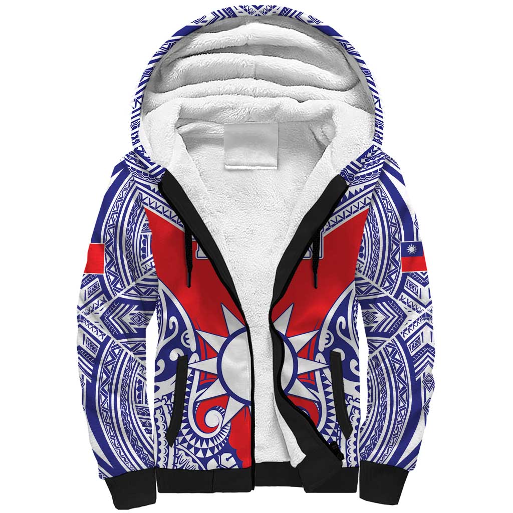 Personalised Taiwan Sherpa Hoodie Austronesian Tribal Tattoo Red LT05 Unisex Red - Polynesian Pride