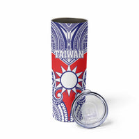 Personalised Taiwan Skinny Tumbler Austronesian Tribal Tattoo Red LT05 - Polynesian Pride