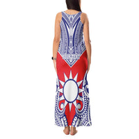 Personalised Taiwan Tank Maxi Dress Austronesian Tribal Tattoo Red LT05 - Polynesian Pride