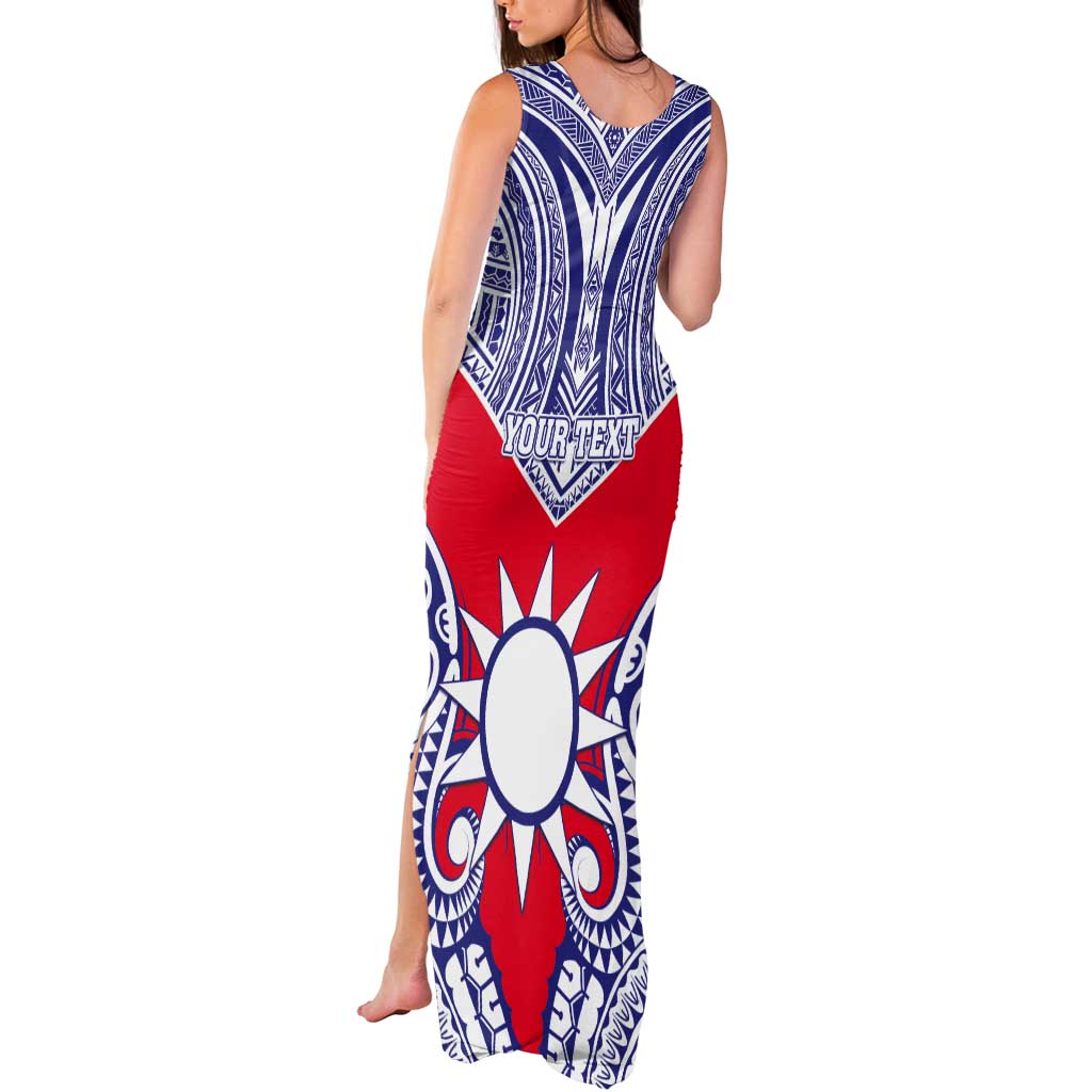 Personalised Taiwan Tank Maxi Dress Austronesian Tribal Tattoo Red LT05 - Polynesian Pride