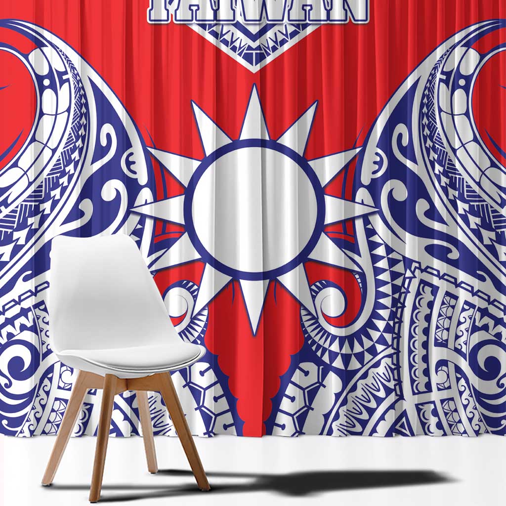 Taiwan Window Curtain Austronesian Tribal Tattoo Red LT05 - Polynesian Pride