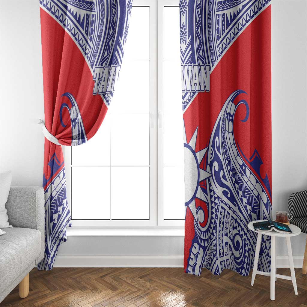 Taiwan Window Curtain Austronesian Tribal Tattoo Red LT05 - Polynesian Pride